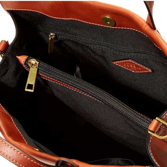 FOSSIL Carmen Shopper Tote Crossbody Leather Brandy Brown ZB7938213 - Picture 6 of 16